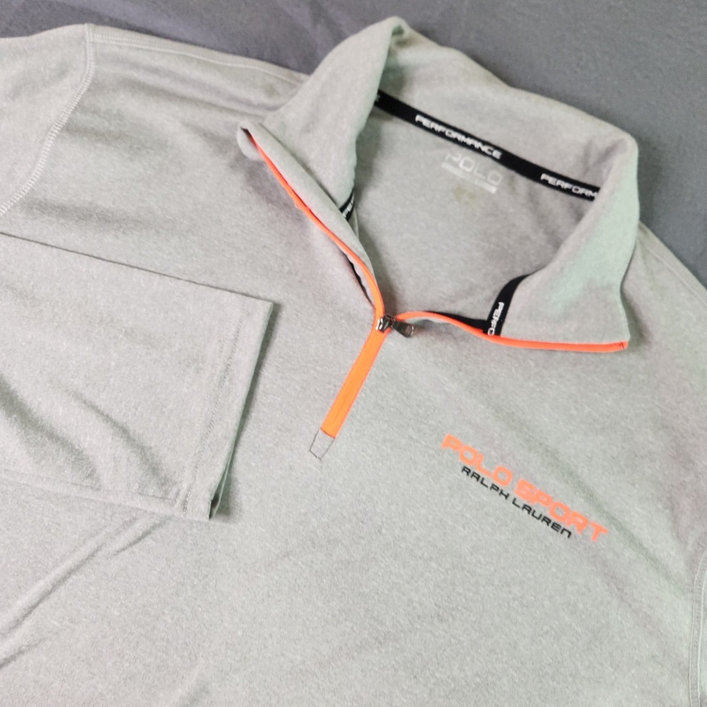Polo Sport Mens 1/4 zip gray thermo vent Pullover shirt large‎
